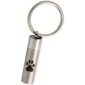 Stainless Steel Paw Print Cylinder Key Ring