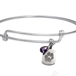 Expandable Bangle Bracelet with Paw Print Pendant