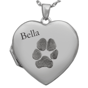 Double-Photo Heart Locket with Paw Print