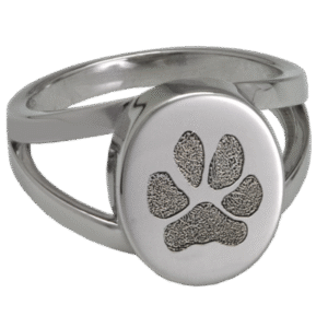 Oval "V" Ring with Actual Paw Print
