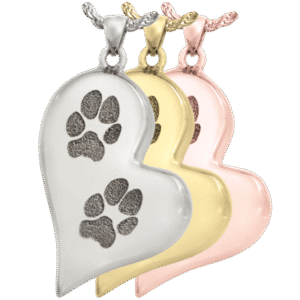 Teardrop Heart Pendant with Actual Paw Prints